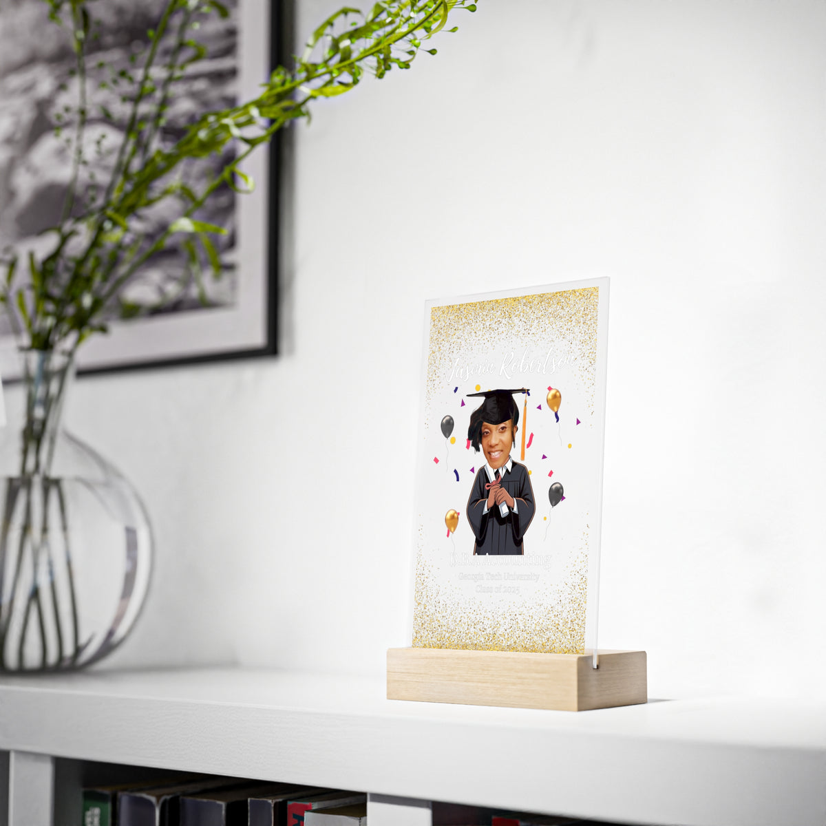 Acrylic Sign with Wooden Stand