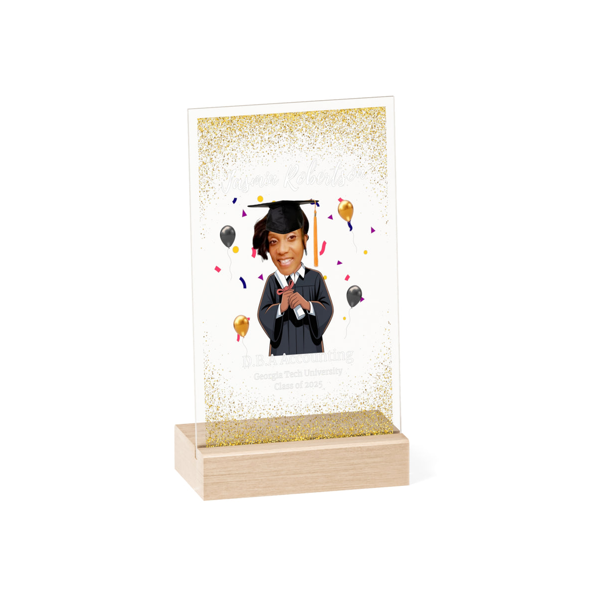 Acrylic Sign with Wooden Stand