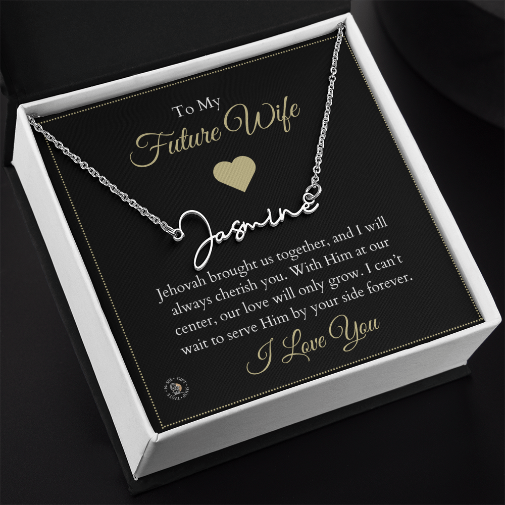To My Future Wife – Personalized Name Necklace with Faith-Filled Message Card