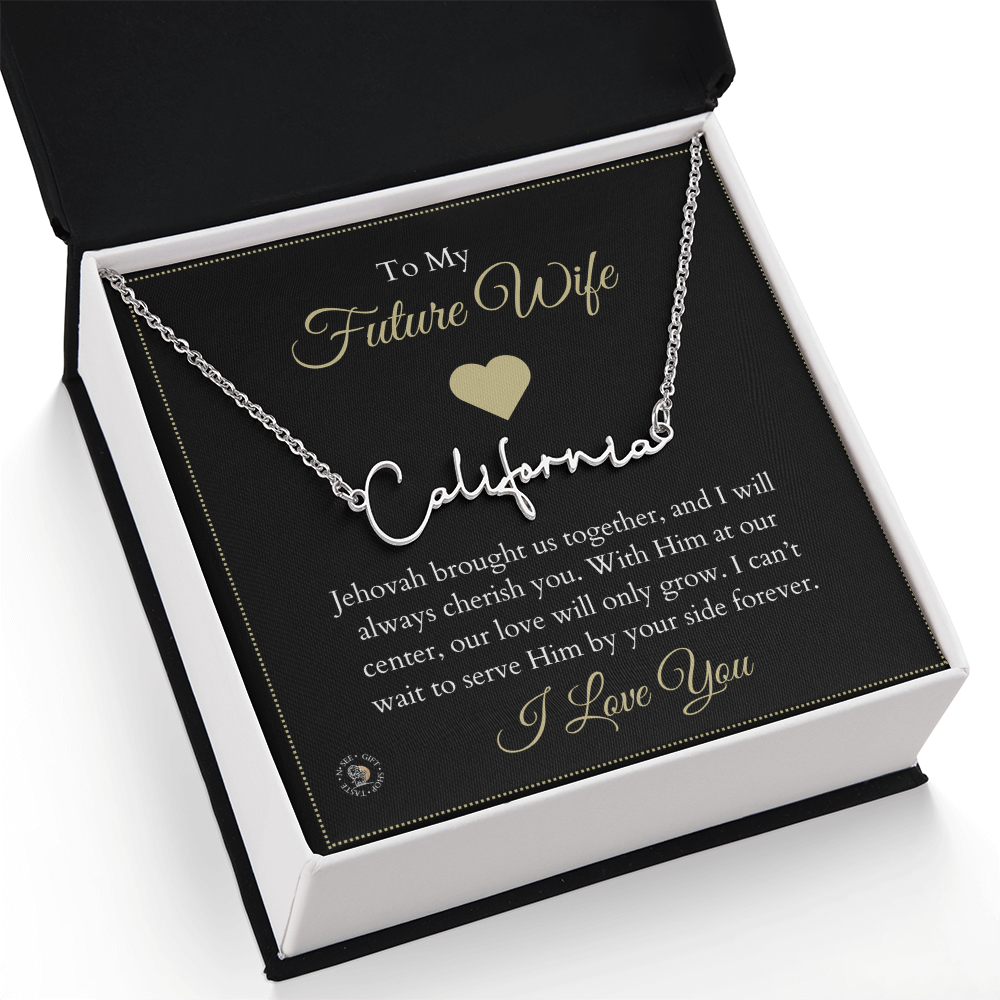To My Future Wife – Personalized Name Necklace with Faith-Filled Message Card