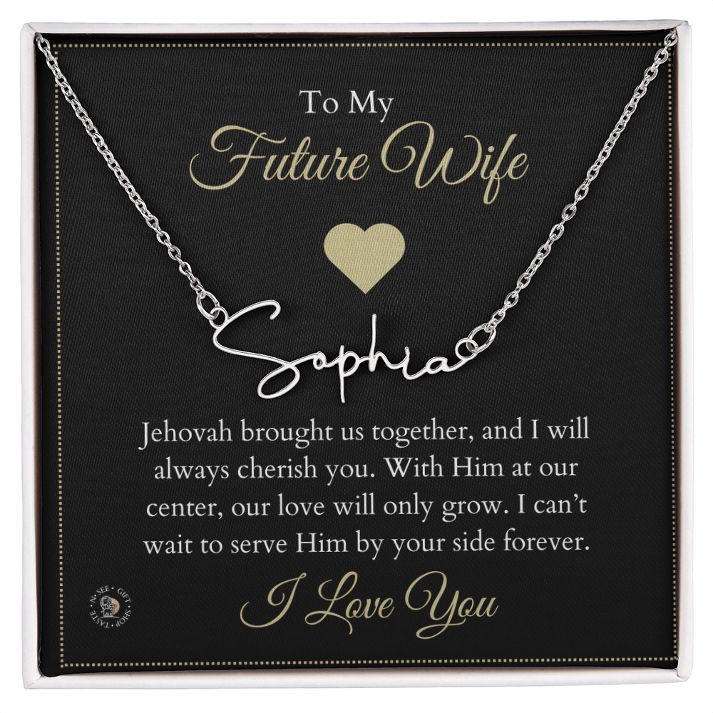 To My Future Wife – Personalized Name Necklace with Faith-Filled Message Card