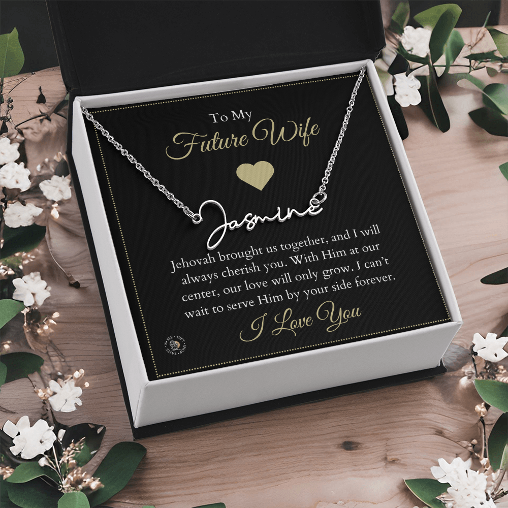 To My Future Wife – Personalized Name Necklace with Faith-Filled Message Card