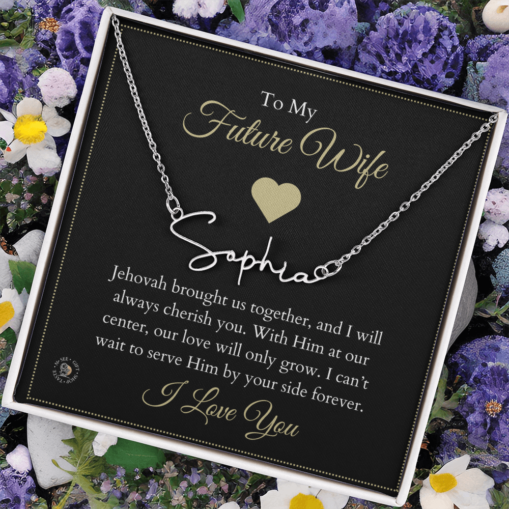 To My Future Wife – Personalized Name Necklace with Faith-Filled Message Card