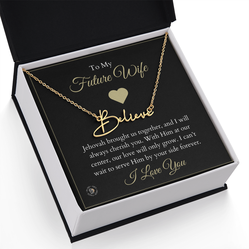 To My Future Wife – Personalized Name Necklace with Faith-Filled Message Card