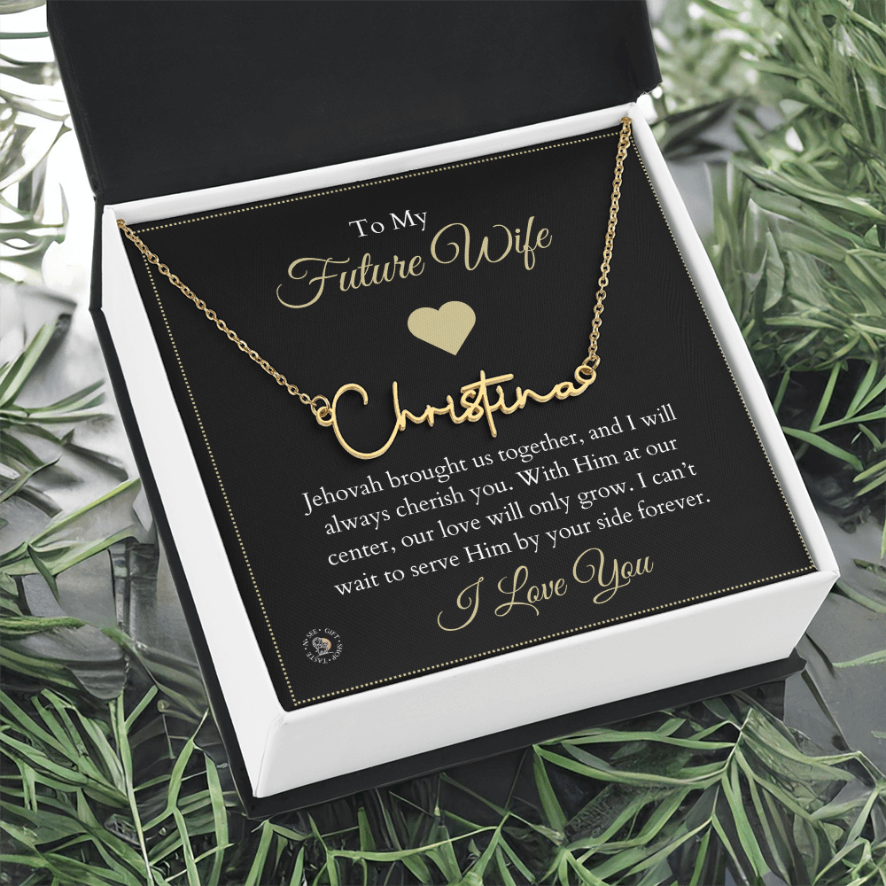 To My Future Wife – Personalized Name Necklace with Faith-Filled Message Card