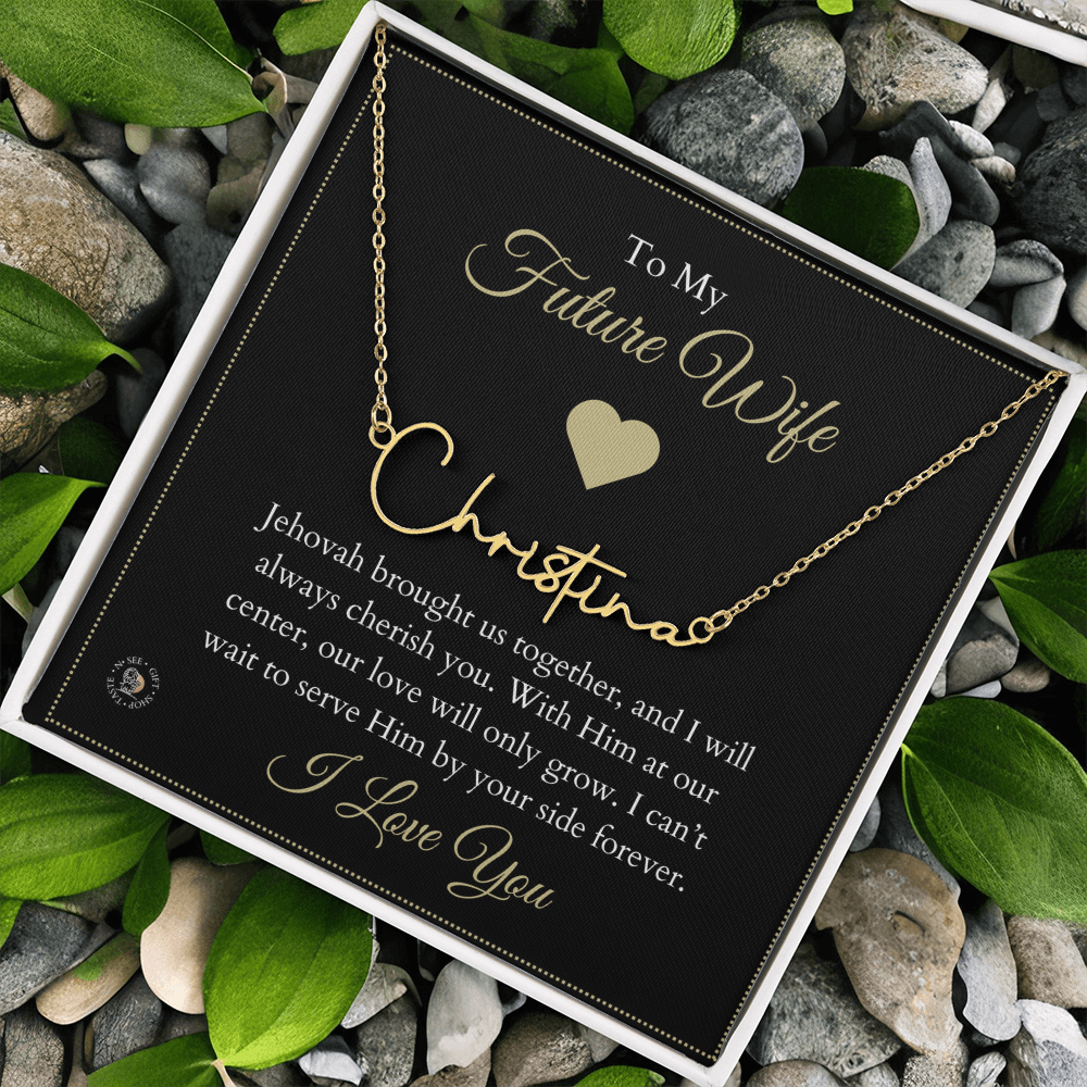To My Future Wife – Personalized Name Necklace with Faith-Filled Message Card