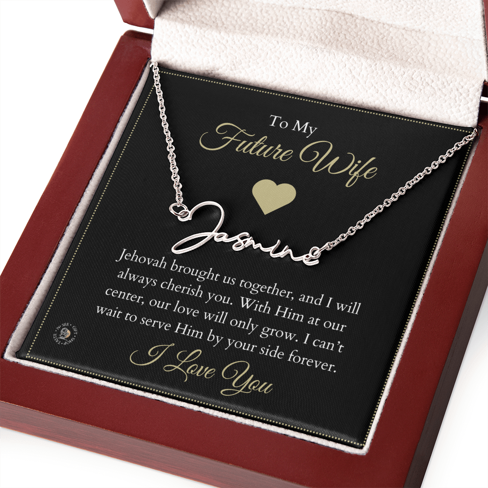 To My Future Wife – Personalized Name Necklace with Faith-Filled Message Card