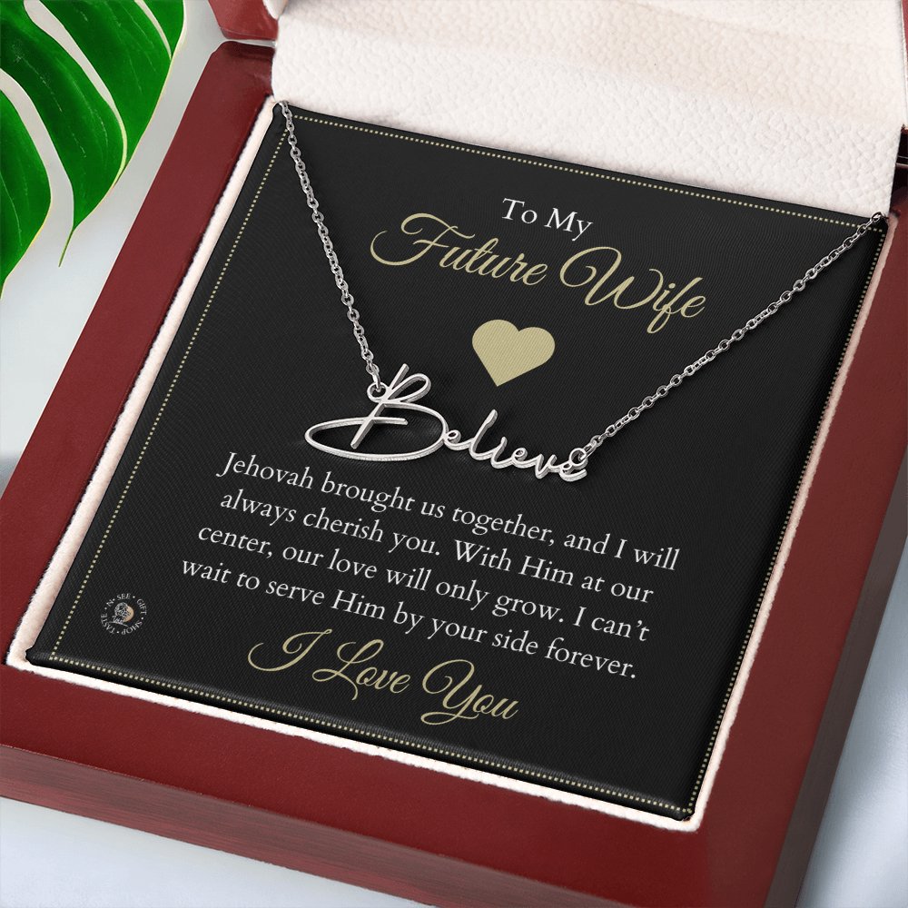 To My Future Wife – Personalized Name Necklace with Faith-Filled Message Card