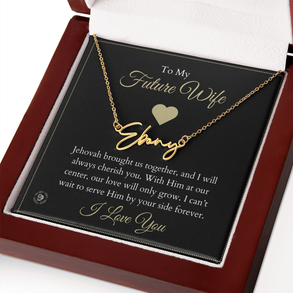 To My Future Wife – Personalized Name Necklace with Faith-Filled Message Card