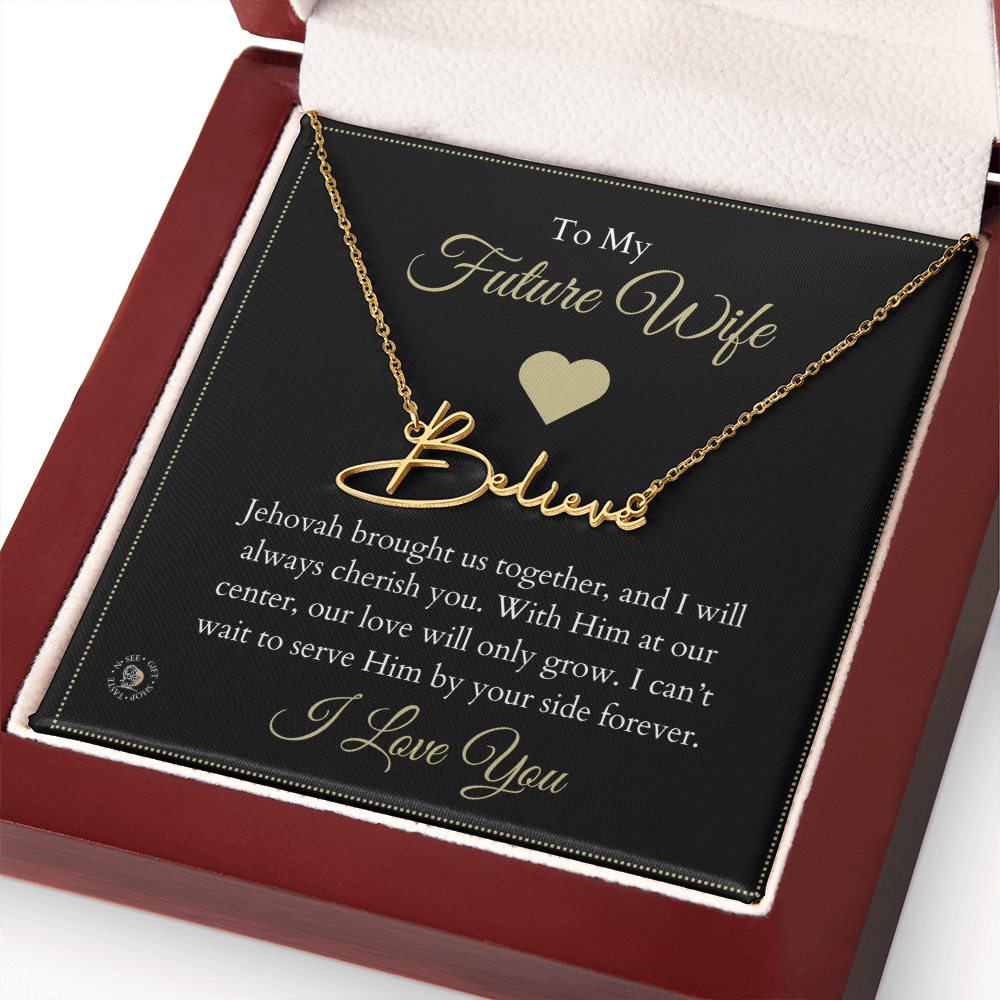 To My Future Wife – Personalized Name Necklace with Faith-Filled Message Card