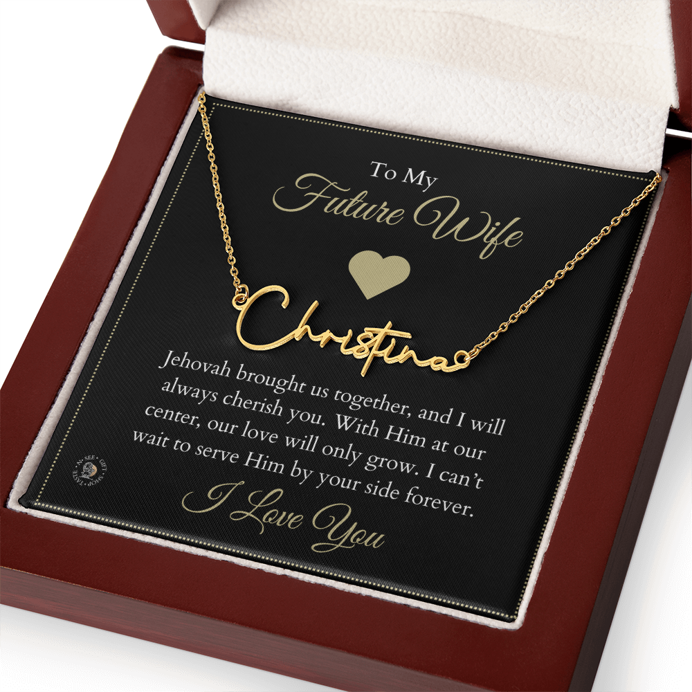 To My Future Wife – Personalized Name Necklace with Faith-Filled Message Card