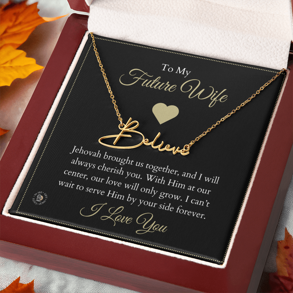 To My Future Wife – Personalized Name Necklace with Faith-Filled Message Card